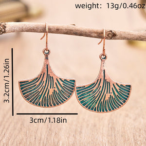 Mingcheng Retro Ginkgo Leaf Plant Vein Pendant Earrings - Zambeel
