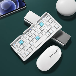 Mini Folding Bluetooth Keyboard Wireless Keypad Support3 Devices With Stand Rechargeable Foldable Keyboard For Phone Tablet - Zambeel