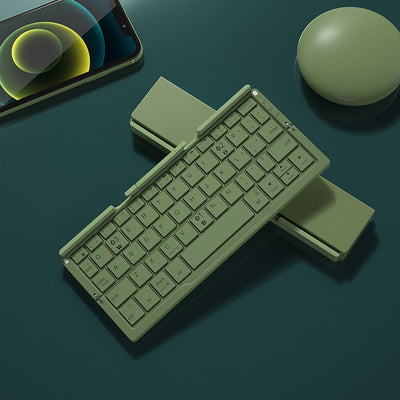 Mini Folding Bluetooth Keyboard Wireless Keypad Support3 Devices With Stand Rechargeable Foldable Keyboard For Phone Tablet - Zambeel