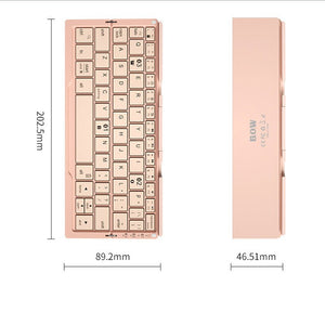 Mini Folding Bluetooth Keyboard Wireless Keypad Support3 Devices With Stand Rechargeable Foldable Keyboard For Phone Tablet - Zambeel
