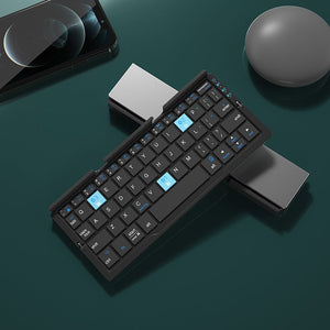 Mini Folding Bluetooth Keyboard Wireless Keypad Support3 Devices With Stand Rechargeable Foldable Keyboard For Phone Tablet - Zambeel