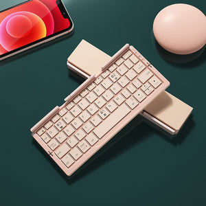 Mini Folding Bluetooth Keyboard Wireless Keypad Support3 Devices With Stand Rechargeable Foldable Keyboard For Phone Tablet - Zambeel