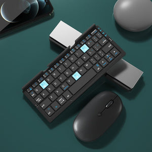 Mini Folding Bluetooth Keyboard Wireless Keypad Support3 Devices With Stand Rechargeable Foldable Keyboard For Phone Tablet - Zambeel