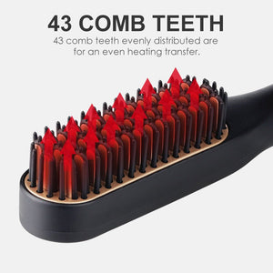 Mini Hair Straightener Brush Hot Comb Iron Ceramic - Zambeel