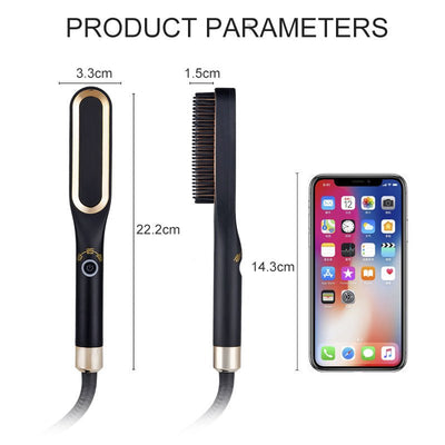 Mini Hair Straightener Brush Hot Comb Iron Ceramic - Zambeel
