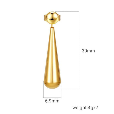 Minimalist Dual - wear - style Long Water Drop Ear Studs - Zambeel