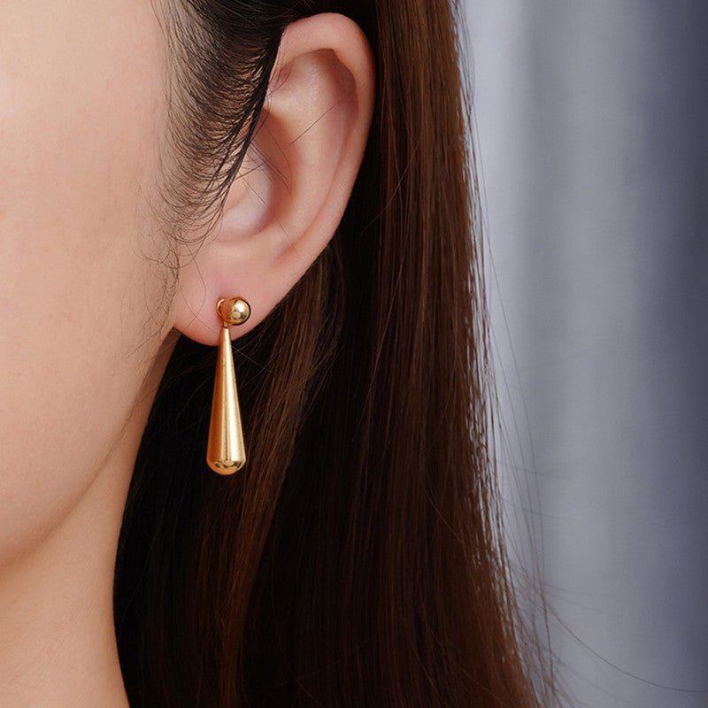 Minimalist Dual - wear - style Long Water Drop Ear Studs - Zambeel