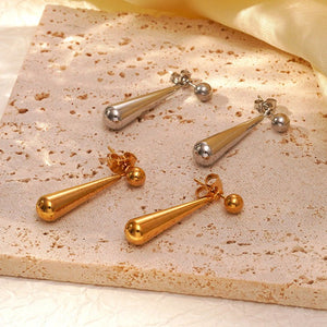 Minimalist Dual - wear - style Long Water Drop Ear Studs - Zambeel