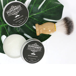 Mint Scented Men's Shaving Soap Shaving Cream Aluminum Boxed Foam Rich Gentle Handmade Shave Soap Shave Beard Cream - Zambeel
