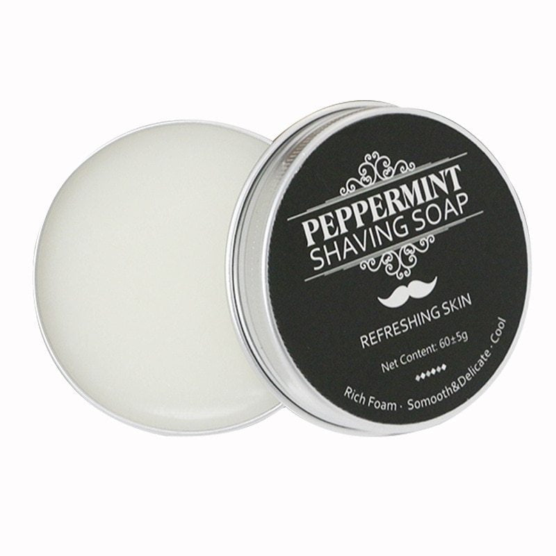 Mint Scented Men's Shaving Soap Shaving Cream Aluminum Boxed Foam Rich Gentle Handmade Shave Soap Shave Beard Cream - Zambeel