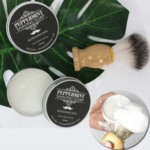 Mint Scented Men's Shaving Soap Shaving Cream Aluminum Boxed Foam Rich Gentle Handmade Shave Soap Shave Beard Cream - Zambeel