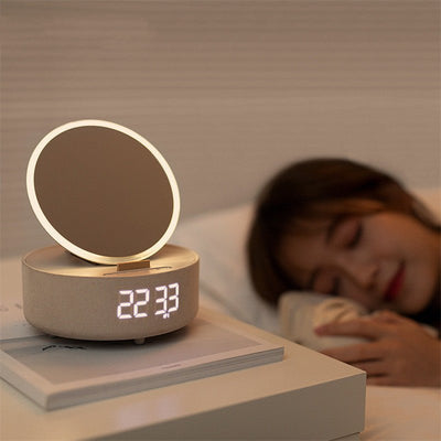 Mirror Wireless Charger Alarm Clock Bluetooth Speaker LED Night Light Smart Digital Clock Loudspeaker For Phone Charger - Zambeel