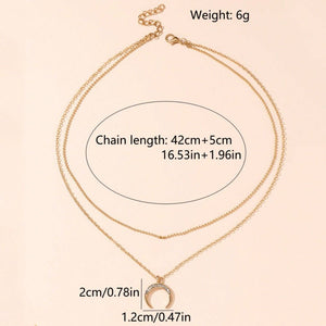 Moon Pendant Double - layer Necklace For Women Exaggerated And Personalized - Zambeel