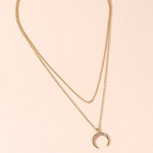 Moon Pendant Double - layer Necklace For Women Exaggerated And Personalized - Zambeel