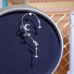 Moon Splash Star River Design Super Fairy Star Moon Ear Clip Ear Hanging Japanese And Korean Girl No Pierced Cold Wind Ear Rings - Zambeel