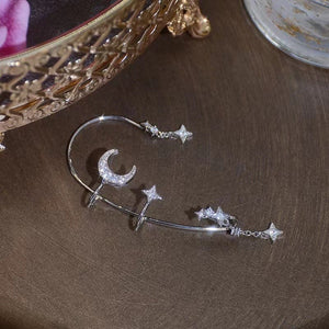 Moon Splash Star River Design Super Fairy Star Moon Ear Clip Ear Hanging Japanese And Korean Girl No Pierced Cold Wind Ear Rings - Zambeel