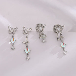 Moonstone Butterfly Earrings Long Light Luxury Asymmetric - Zambeel