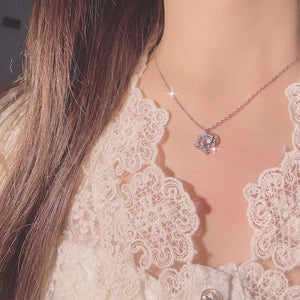 Moonstone Planet Necklace Female Rhinestone Niche Pendant Clavicle Chain - Zambeel