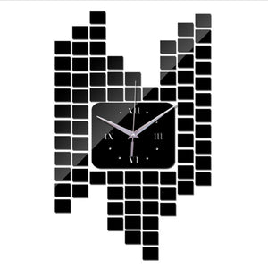 Mosaic Wall Sticker Clock Wall Decoration Digital Wall Clock Clock - Zambeel