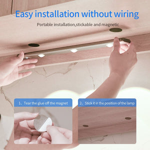 Motion Sensor Lamp Under The Cabinet Dimmable Cabinet Lamp Rechargeable Magnetic Suction Installation Kitchen Night Light Wardrobe Lamp - Zambeel