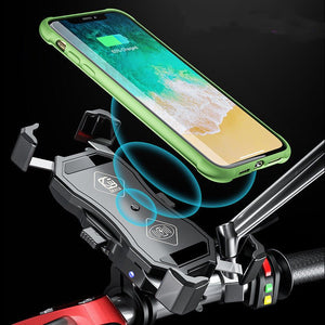 Motorcycle 15W Wireless Charging Mobile Phone Holder - Zambeel