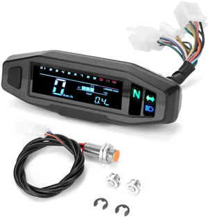 Motorcycle Mini HD Speedometer Speed Oil Gauge Adjustable LCD - Zambeel
