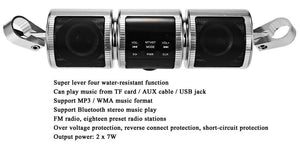 Motorcycle MP3 Music Player Speakers Motorbike Bluetooth Stereo Speaker FM Radio Waterproof Adjustable Bracket Audio Player - Zambeel
