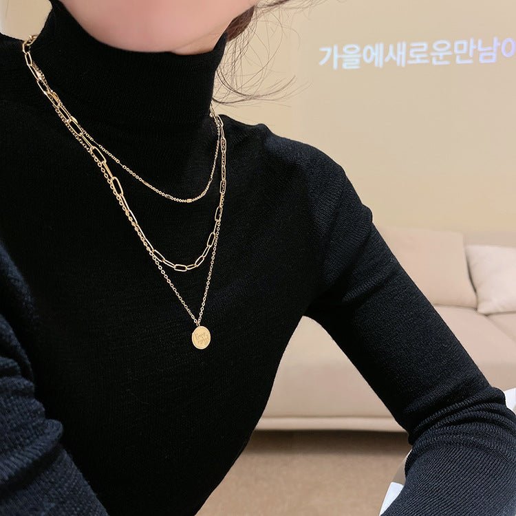 Multi - Layered Sweater Chain For Women Long Necklace Style - Zambeel