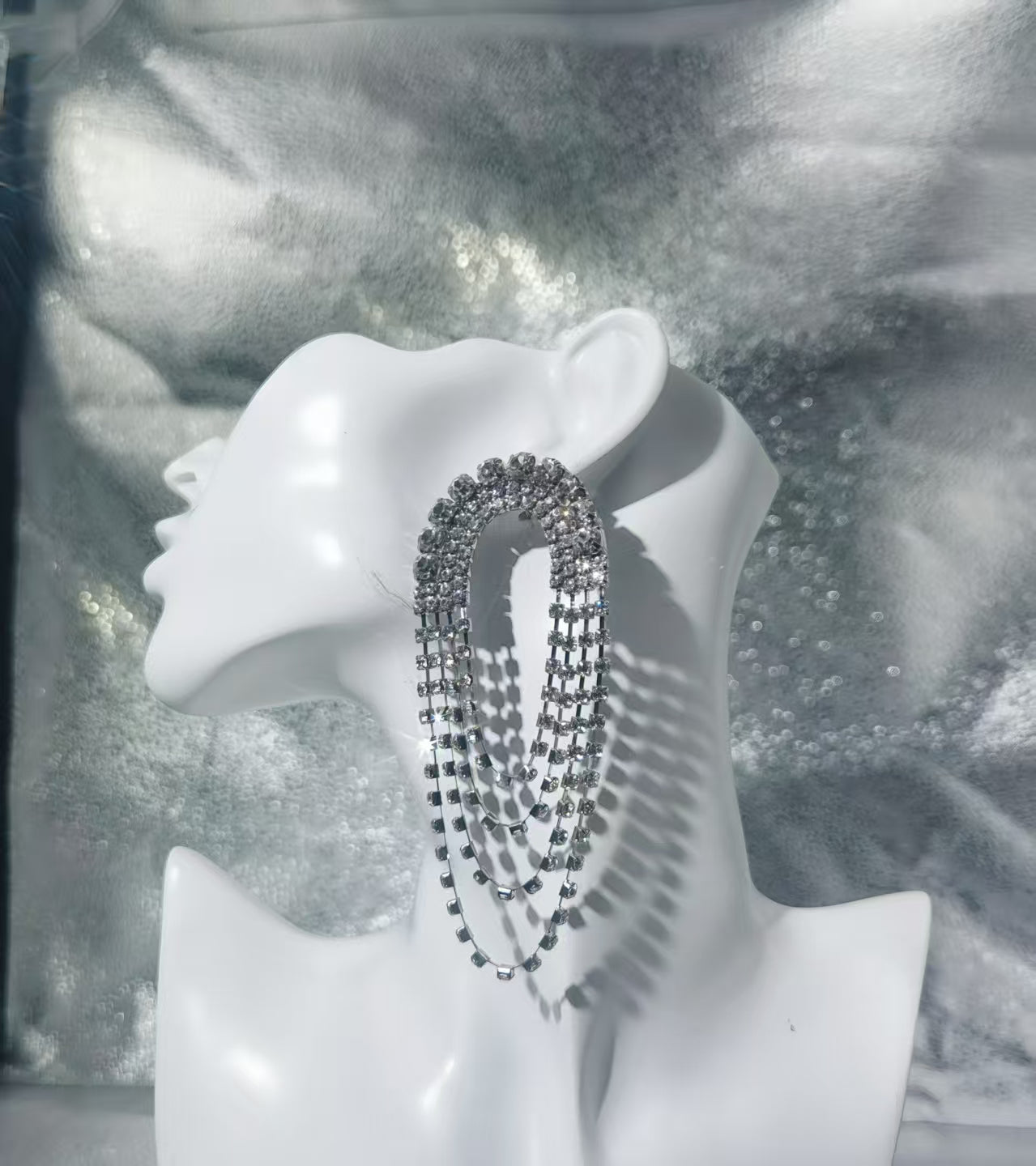 Multi - Row Crystal Tassel Hoop Earrings For Women - Zambeel