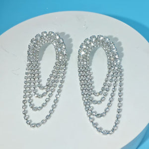 Multi - Row Crystal Tassel Hoop Earrings For Women - Zambeel