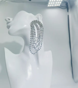 Multi - Row Crystal Tassel Hoop Earrings For Women - Zambeel