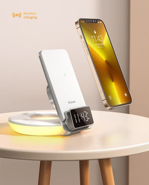 Multifunctional 15W Wireless Charger Foldable Desktop Stand With Night Light - Zambeel