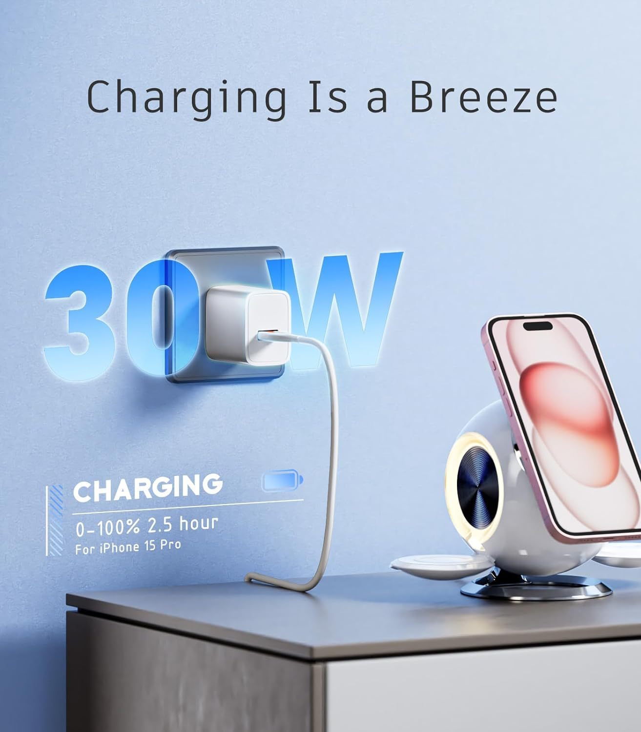 Multifunctional Folding Three - in - one Wireless Charger - Zambeel