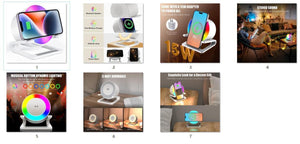 Multifunctional Four - in - one Small Night Lamp RGB Bluetooth Speaker Mobile Phone Holder 15W Wireless Charging - Zambeel