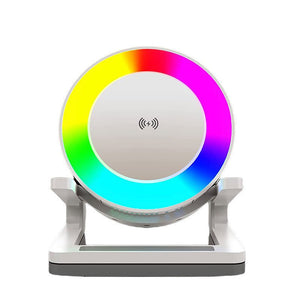 Multifunctional Four - in - one Small Night Lamp RGB Bluetooth Speaker Mobile Phone Holder 15W Wireless Charging - Zambeel