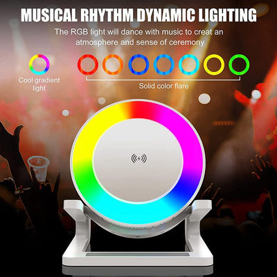 Multifunctional Four - in - one Small Night Lamp RGB Bluetooth Speaker Mobile Phone Holder 15W Wireless Charging - Zambeel