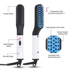Multifunctional Hair Straightener Hair Comb Brush Men Beard Straightener Straightening - Zambeel