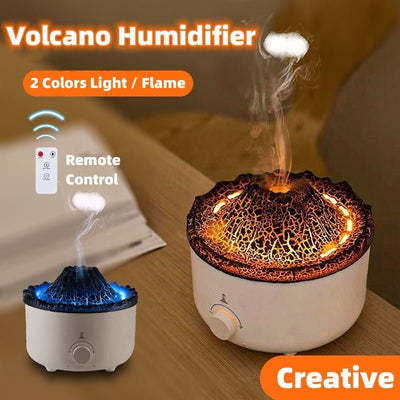 Mute Of New Small Simulated Flame Volcano Humidifier Flame Humidifier Volcano Diffuser Home Decorations - Zambeel