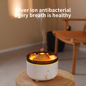 Mute Of New Small Simulated Flame Volcano Humidifier Flame Humidifier Volcano Diffuser Home Decorations - Zambeel