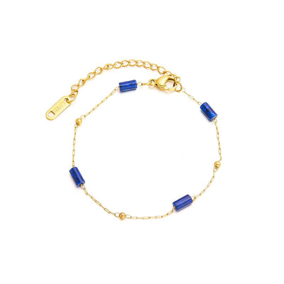 Natural Lapis Lazuli Beads Titanium Steel Bracelet For Women - Zambeel