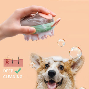 New 2 In 1 Pet Cat Dog Cleaning Bathing Massage Shampoo Soap Dispensing Grooming Brush Pets Supplies - Zambeel