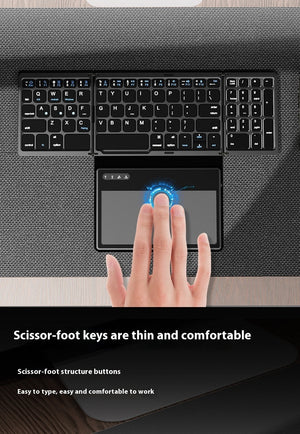 New B055 Business Leather Large Touch Version Bluetooth Folding Keyboard - Zambeel