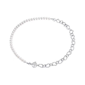 New Hoop And Pearl Chain Stitching Necklace For Women - Zambeel
