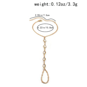 New Horse - eye Diamond Fingerless Bracelet For Women A Stylish Rhinestone Back - of - hand Chain For Summer - Zambeel