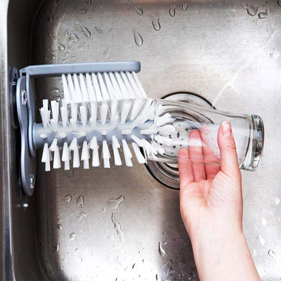 New Kitchen Accessories 2 In 1 Cup Scrubber Glass Cleaner Bottles Brush Sink Drink Mug Wine Suction Cup Cleaning Brush Gadgets - Zambeel