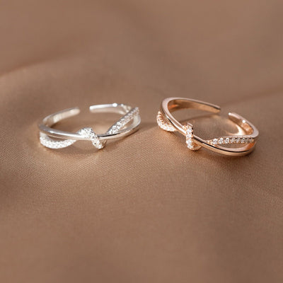 New Simple Hollow Double - layer Diamond Winding Knotted Ring - Zambeel
