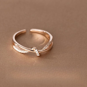 New Simple Hollow Double - layer Diamond Winding Knotted Ring - Zambeel