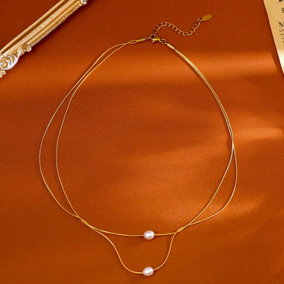 New Stylish 18k Gold Pearl Necklace - Zambeel