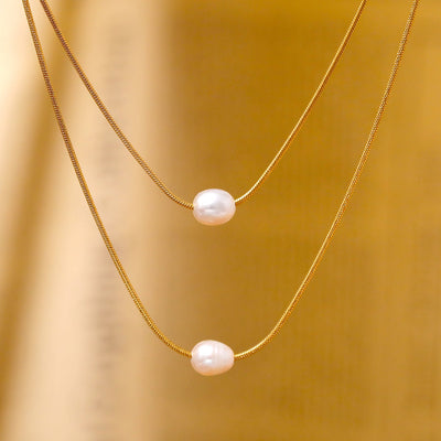 New Stylish 18k Gold Pearl Necklace - Zambeel
