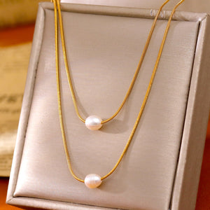 New Stylish 18k Gold Pearl Necklace - Zambeel